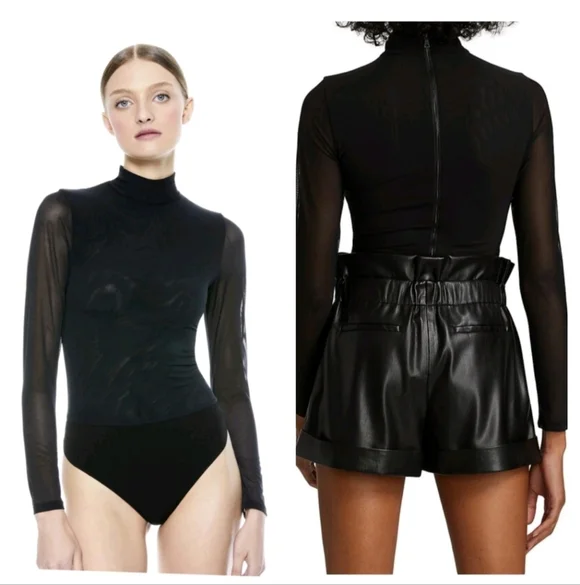 Alice + Olivia Clarinda Turtleneck Long Sleeve Bodysuit Size XL NWT $395 - Picture 4 of 16